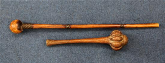 A Fijian hardwood Ula or throwing club, 30.25in.